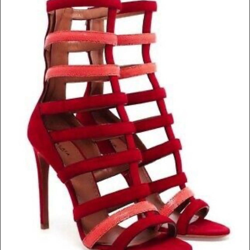 Alaia red and orange gladiator sandals